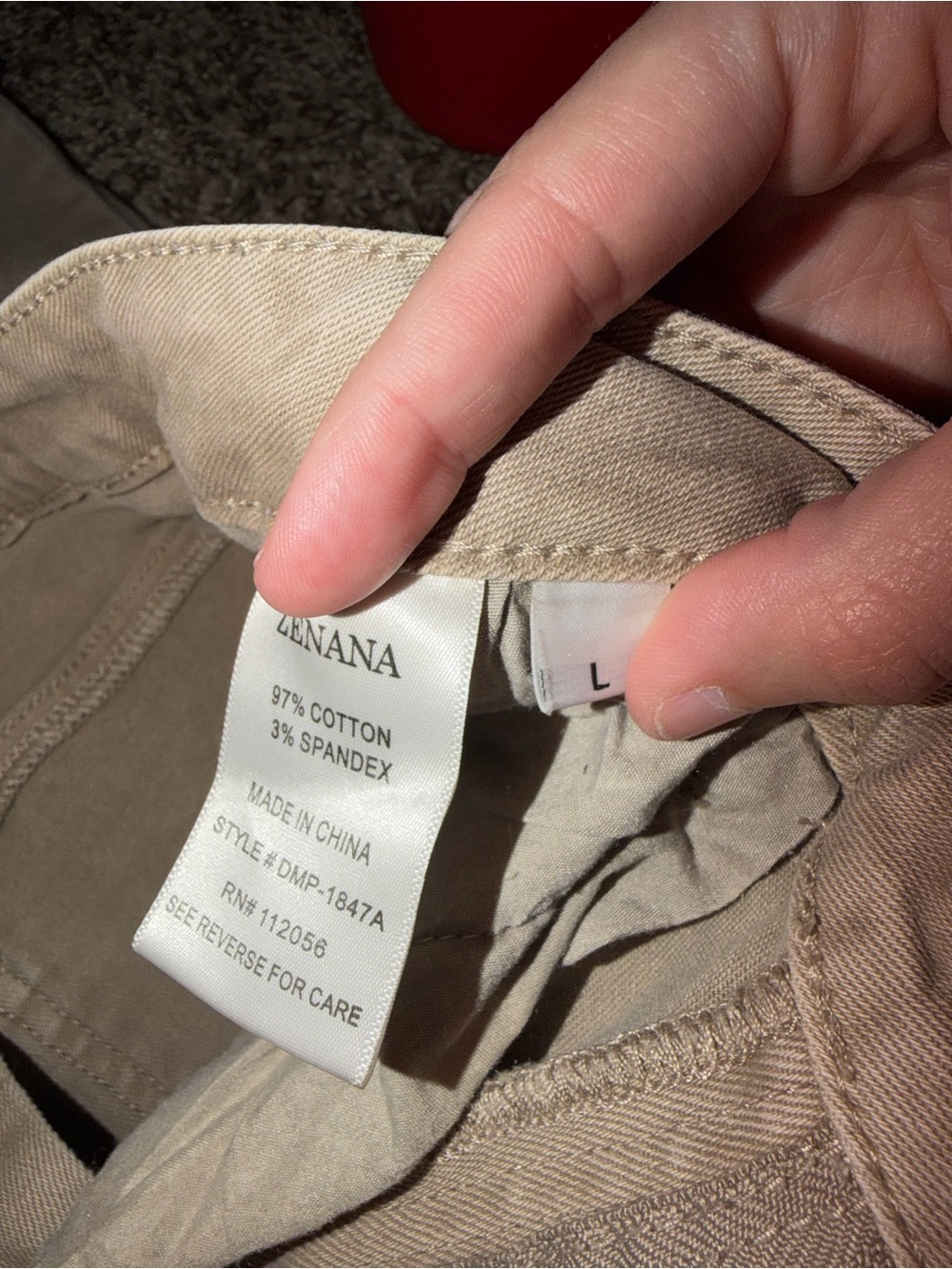 Zenana Outfitters Light Khaki Frayed Pants - Picture 3 of 4